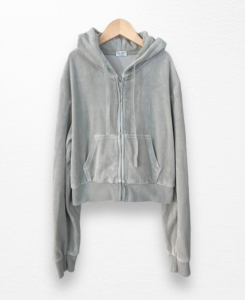 John Galt Velour Cropped Hoodie